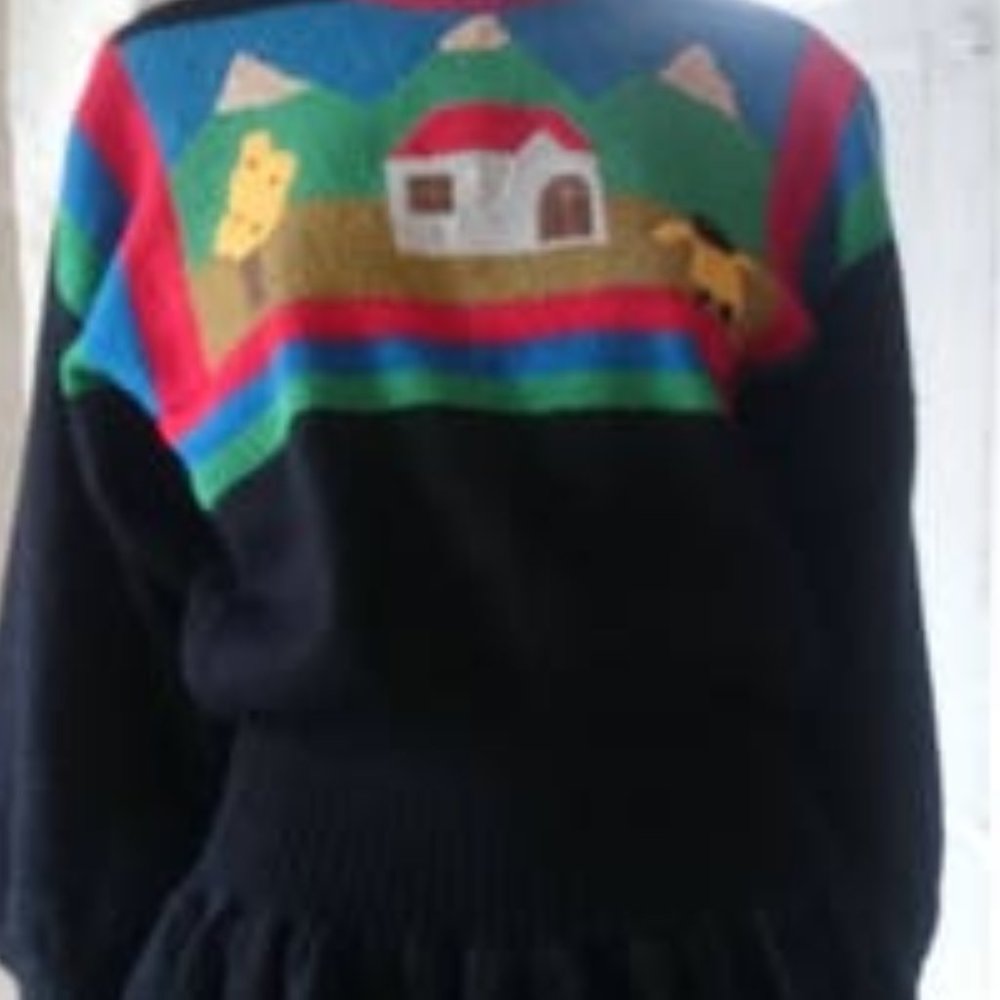 Knitted - sweater dress  appliqué , bat wing - jumper dress , pure wool - Winter